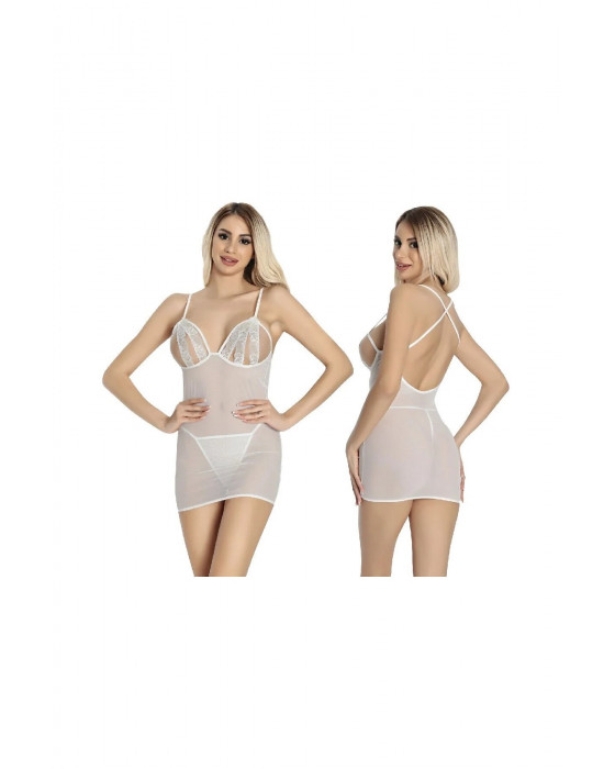 Lily Bianca Beyaz Gecelik Takımı-872